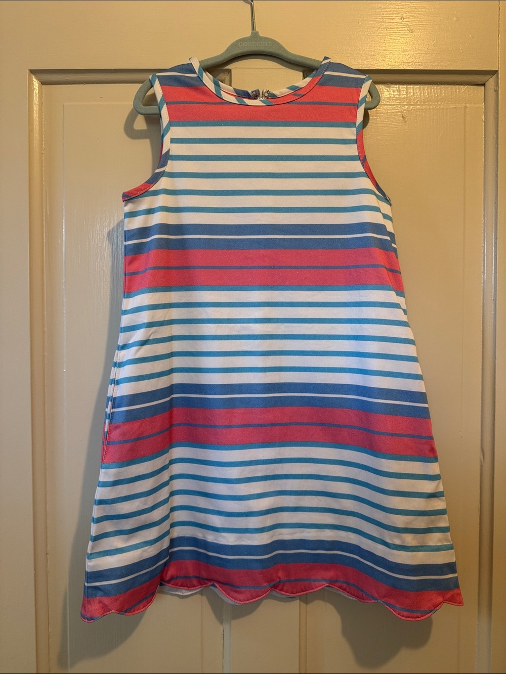 CPC childrenswear Girls' Sleeveless Stripe A-Line Dress - Coral, Blue & White